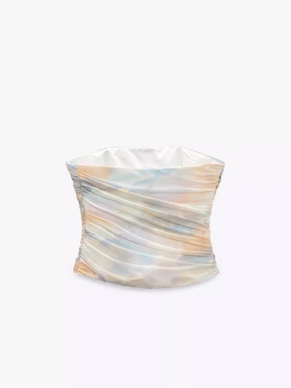 NWT ZARA STRAPLESS TULLE TOP TIE-DYE PRINT MULTICOLOR SIZE Small - Picture 2 of 9